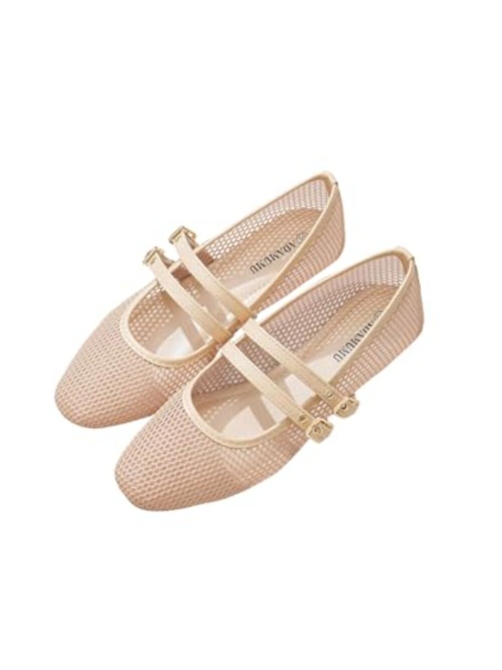Women's Ballet Flats Hollow Out Mesh Closed Toe Buckle Strap Slip-On Dressy